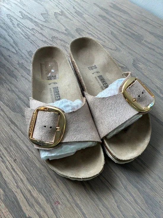 [Birkenstock] Madrid Big Buckle Washed Metallic Rose Gold sandal 39 - Picture 4 of 12